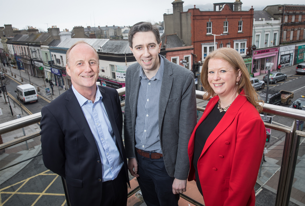 Photo of Andrew Ferguson, CEO, Softworks, Minister Simon Harris, Mairéad Walsh, Head of Marketing & Communications, Softworks.