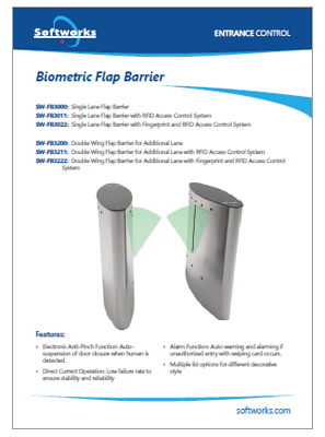 Product brochures cover for Biometric Flap Barriers