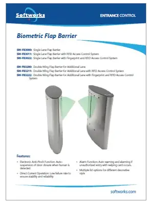 Product brochures cover for Biometric Flap Barriers