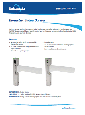 Product brochures cover for Biometric Swing Barrier