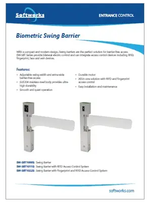 Product brochures cover for Biometric Swing Barrier