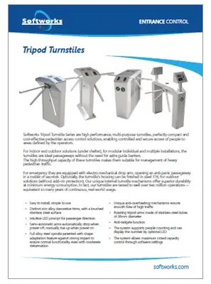 Product brochures cover for Tripod Turnstiles