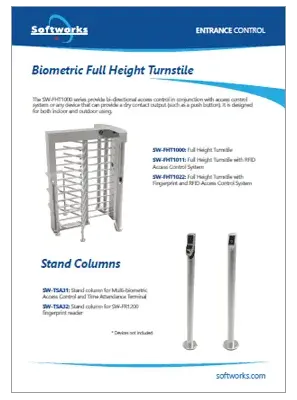 Product brochures cover for Biometric Full Height Turnstiles