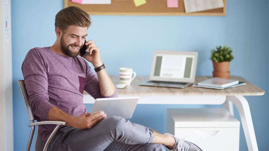 A man working from home