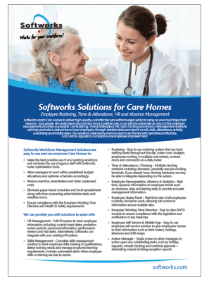 Softworks Solutions for Care Homes brochure