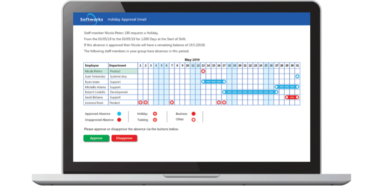 Employee Absence Management Software - PC screen