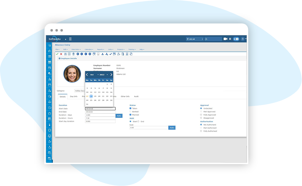 Employee Absence Management Software - PC screen