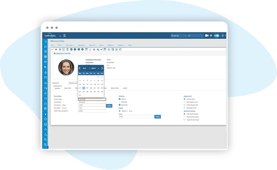 Employee Absence Management Software - PC screen