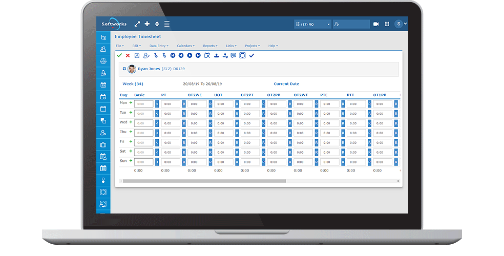 Softworks - Eigenverantwortlicher Stundennachweis - Screenshot auf Laptop