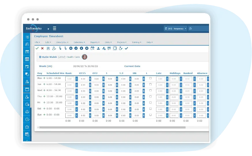 Software für Arbeitszeitmanagement - Screenshot auf Laptop