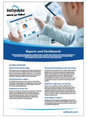 Product brochures cover for Reports and Dashboards
