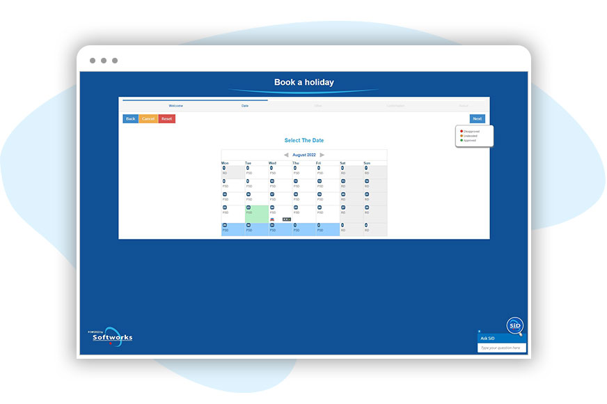 Solutions Absence Management Screen 3