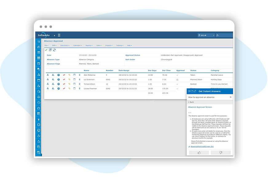 Solutions Absence Management Screen 4