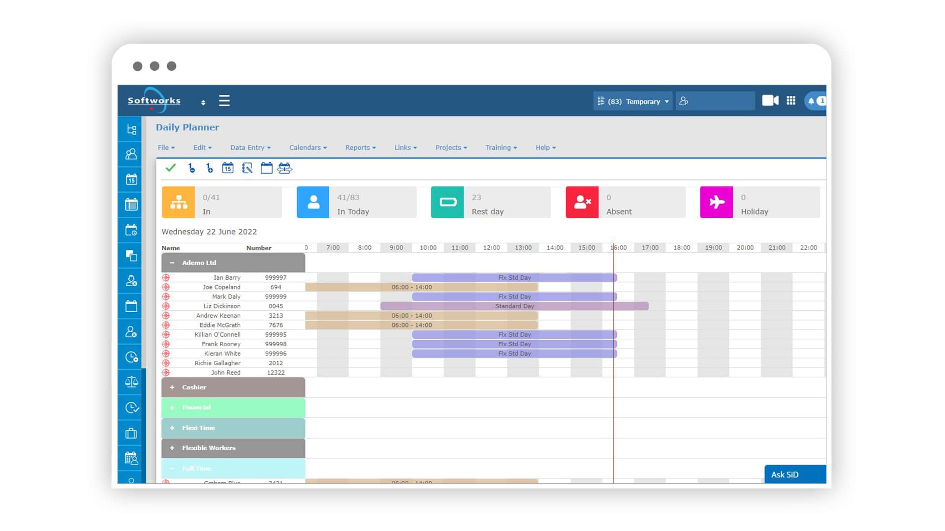 Screenshot of Softworks Employee Scheduling Software