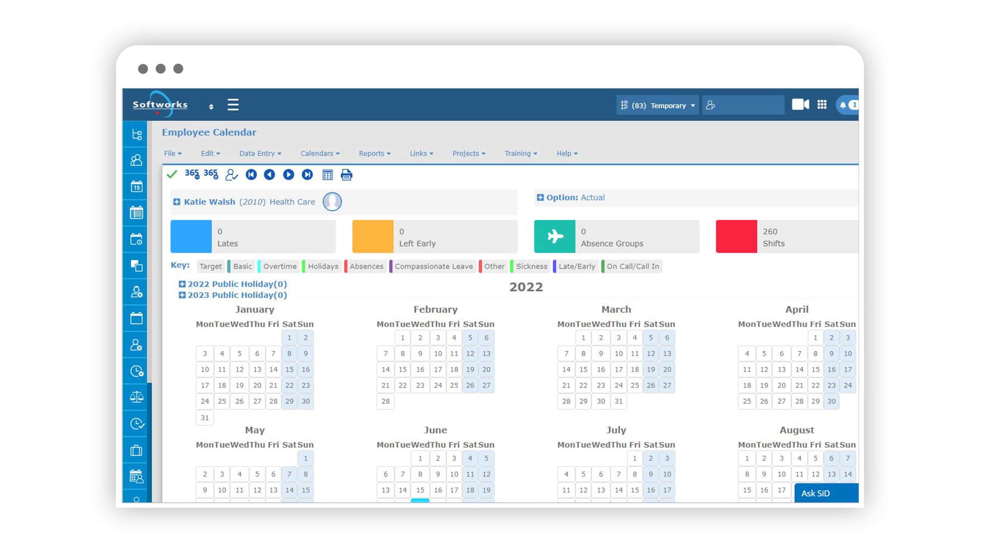 Screenshot of Softworks Employee Scheduling Software