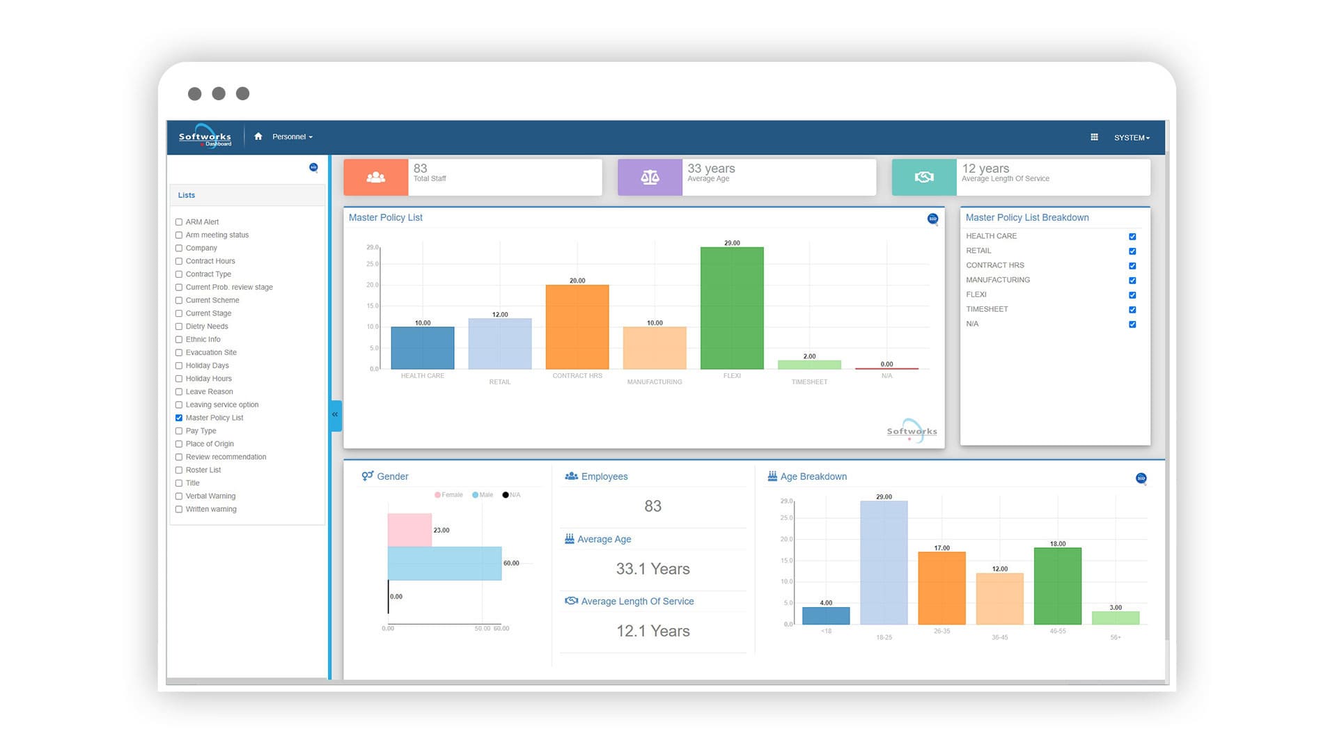 Screenshot of Softworks Employee Scheduling Software