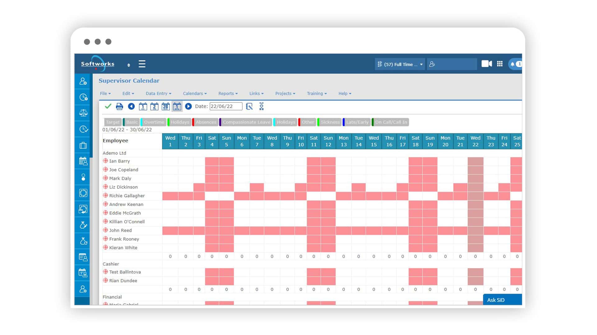 Screenshot of Softworks Employee Scheduling Software