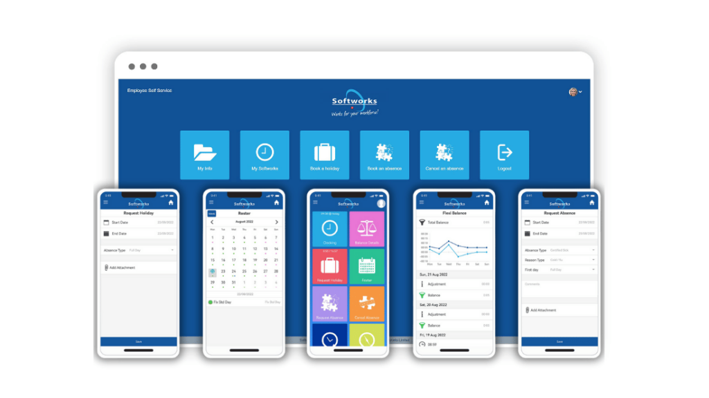 Softworks Employee Self-Service ESS Desktop Portal and Mobile App