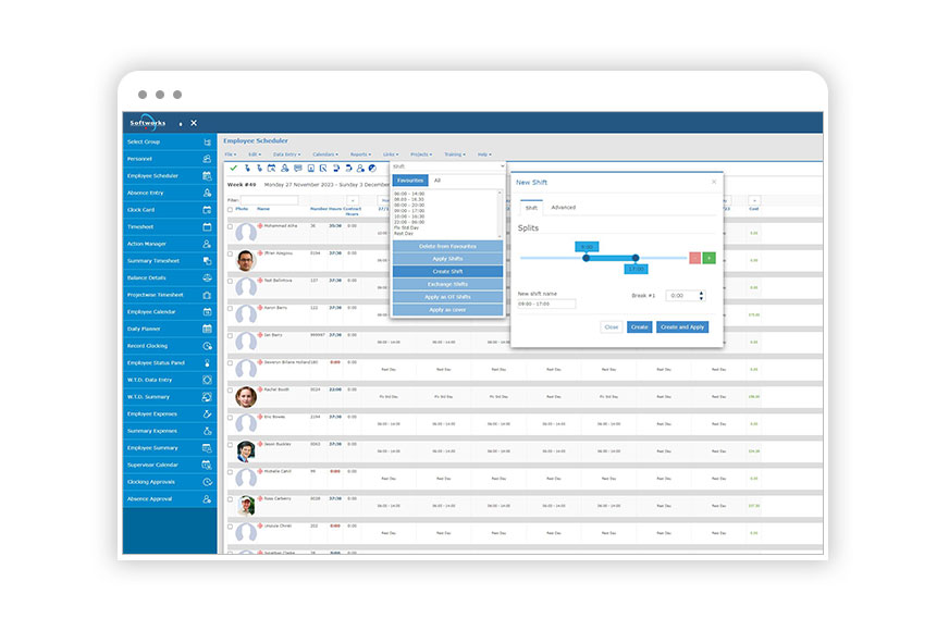 Softworks Employee Scheduling Software Screenshot