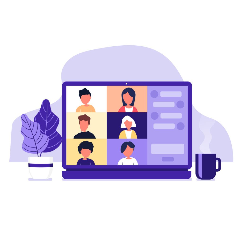 Remote Working Illustration - Team Meeting Over a Video Call