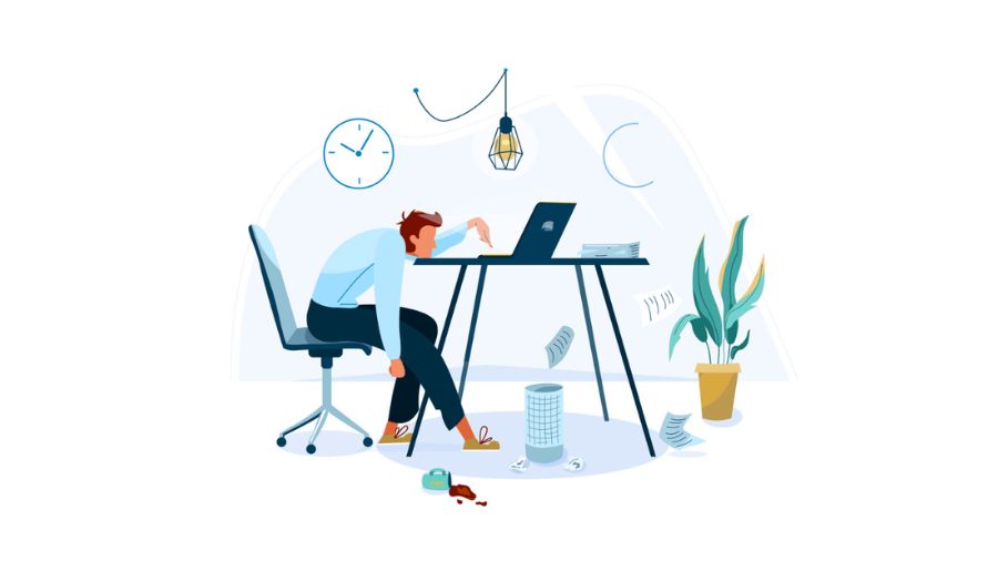 Remote worker working while being sick