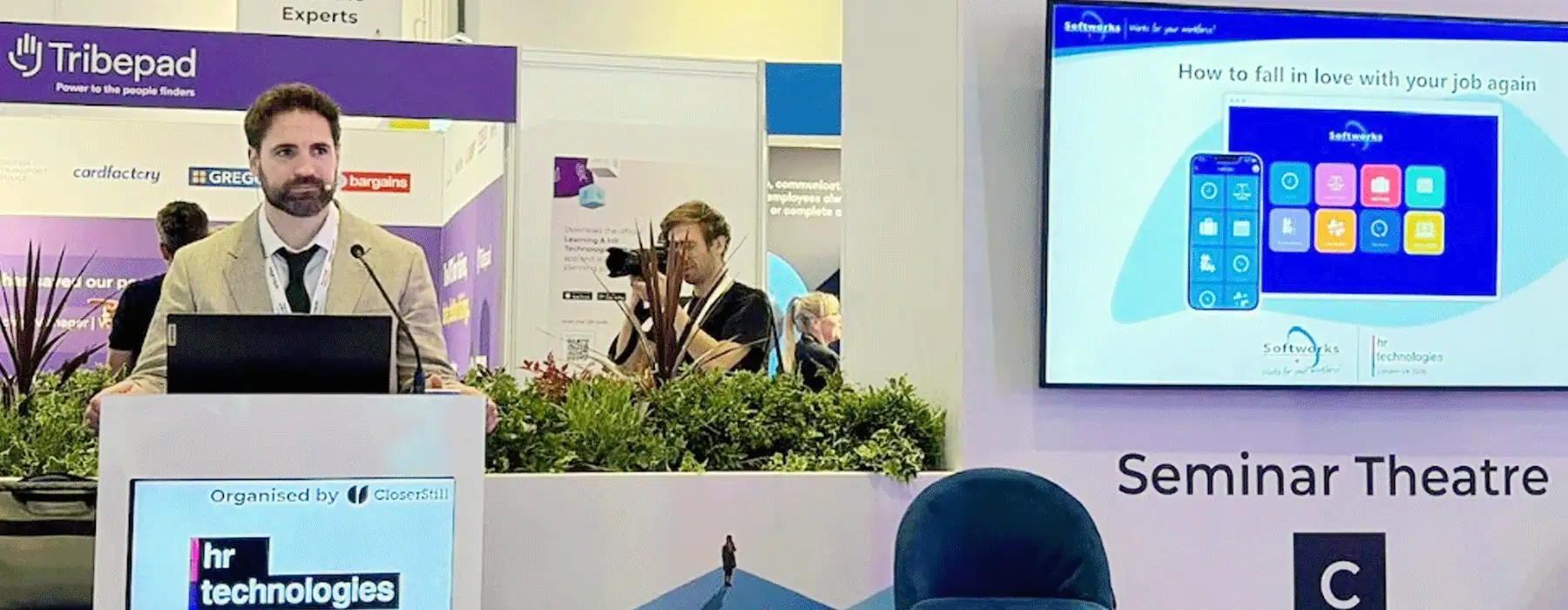 Robert Doherty-Bigara speaking at HR Tech in ExCel London